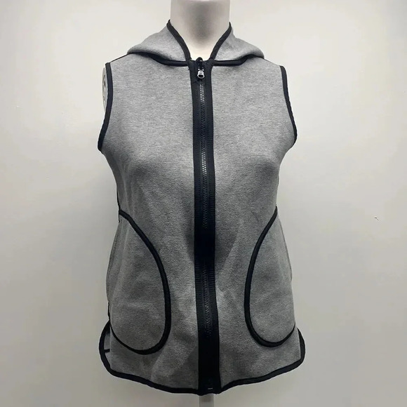 Lululemon Insculpt Vest Sleeveless Hooded Reversible Black Heathered Grey Size 4 - Picture 1 of 16